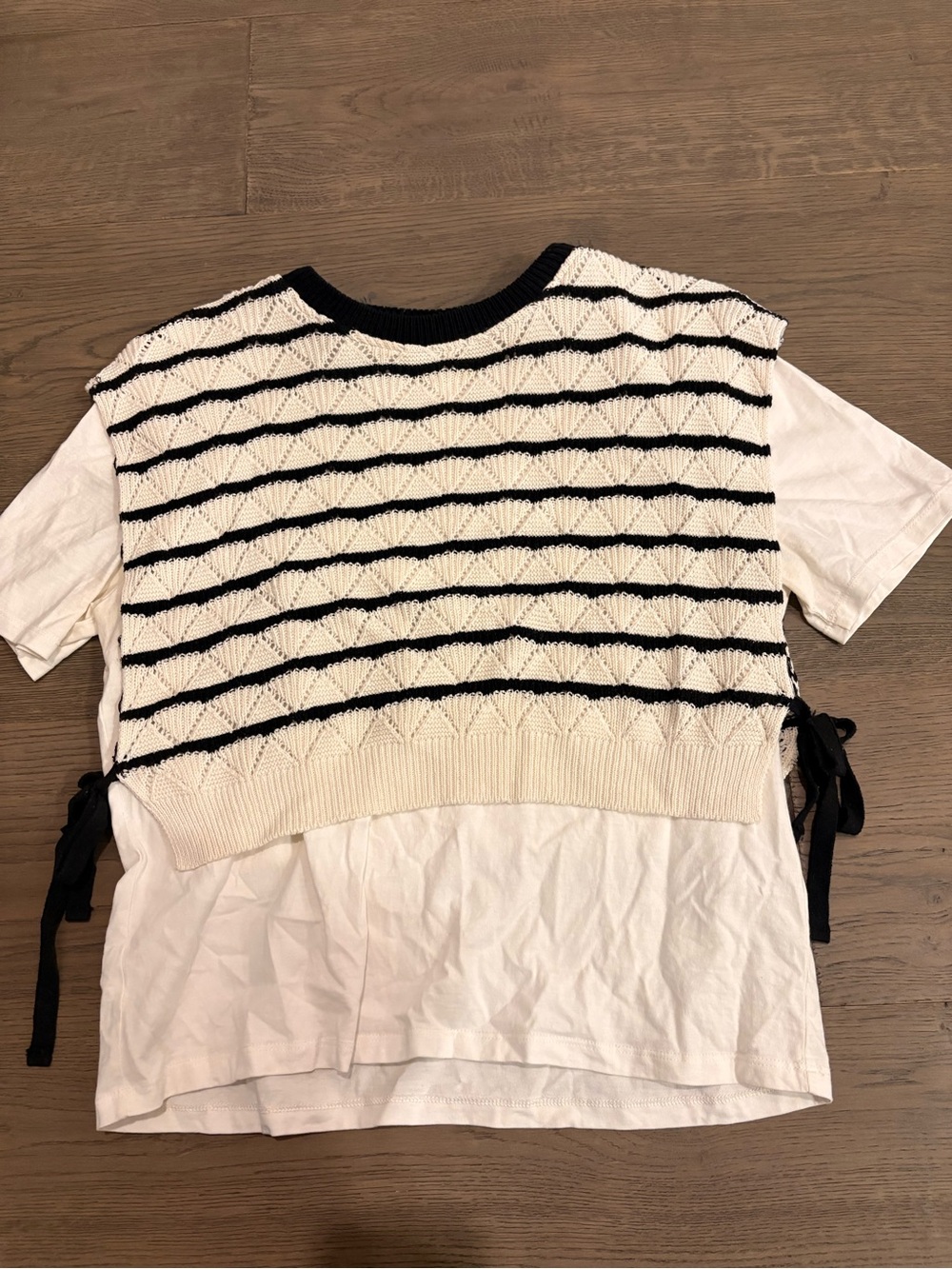 Zara Black & White Striped Knit Vest